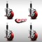 Service Caster 3.5'' SS Red Poly Swivel 1'' Expanding Stem Caster Set with Brake, 4PK SCC-SSEX20S3514-PPUB-RED-TLB-1-4 - alternate 3